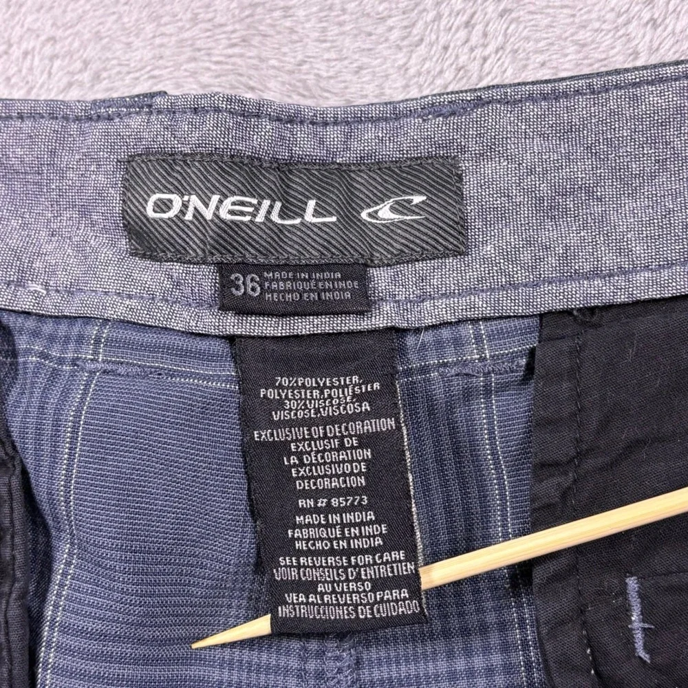 O'Neill Mens Hybrid Walk Shorts Navy Blue Plaid Size 36 Surf Skater Coastal